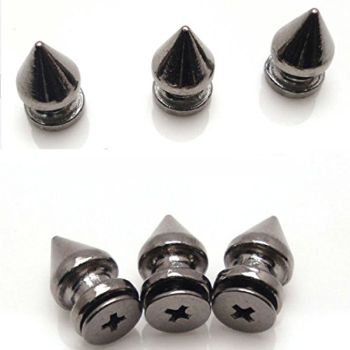 RUBYCA 12MM 20 Sets Metal Tree Spikes and Studs Metallic Screw-Back for DIY Leather-Craft Black Gunmetal
