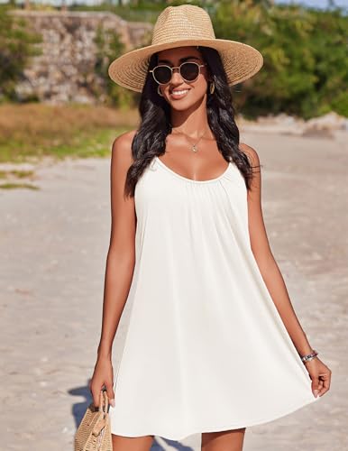 AI'MAGE Women's Bathing Suit Cover Up Spaghetti Straps Swim Dresses Beach Cover Ups Pleated Neck Swimsuit Coverups S-XXL4