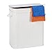 Relaxdays Cesto Ropa Sucia Rectangular con 2 Compartimentos, Cubo Colada, Canasta con Tapa, Bambú, 95 L, Blanco