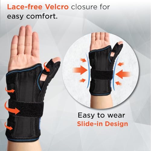 Vissco Wrist Brace with Thumb Support, Removable Splints, Wrist & Thumb immobilizer, Thumb & Wrist Sprain/Strain (Black)