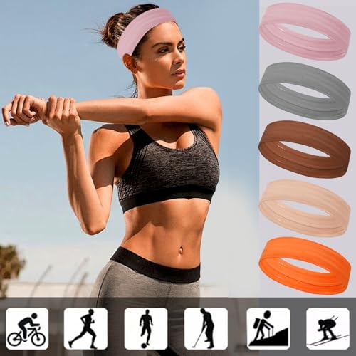 Image of Workout Headbands Non Slip Headband Sport Headbands Sweatbands Elastic Sport Hair Bands for Sports Travel Indoor Fitness Gym