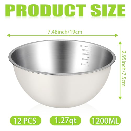 Juego de 12 tazones mezladores de acero inoxidable 1.3qt miniatura 2