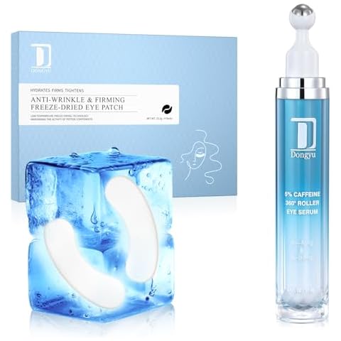 Dongyu Caffeine Eye Serum and Under Eye Patches with Lyophilized Technology - Dark Circles and Anti-aging Cover