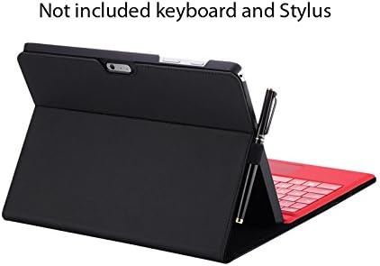 Valkit Microsoft Surface 3 Case, Compatible Surface 3 Type Cover, Folio PU Leather Stand Cases and Covers Bag Skin with Stylus Pen Holder Compatible with Surface 3 10.8 Inch Original Keyboard, Black