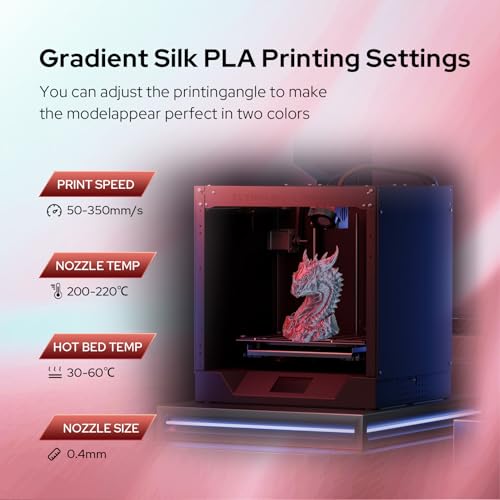 Image of 1.75 PLA Filament Bundle, Silk PLA Dual Color Coextrusion Filament, 3D Printer Filament Bundle, Accuracy+ /- 0.02mm for Most FDM 3D Printers, 4 Spools 250g Each(2.2lbs)