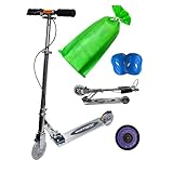 JD RAZOR 【 国内メーカー 組立不要でプレゼントに最適 】 キックボード 子供 小学生 (高さ自由調整/ハンド フット ブレーキ付き/光る LED タイヤ/折りたたみ コンパクト/軽量 & 頑丈 / 2輪) (【ラッピング済】クリア/プロテクター付)