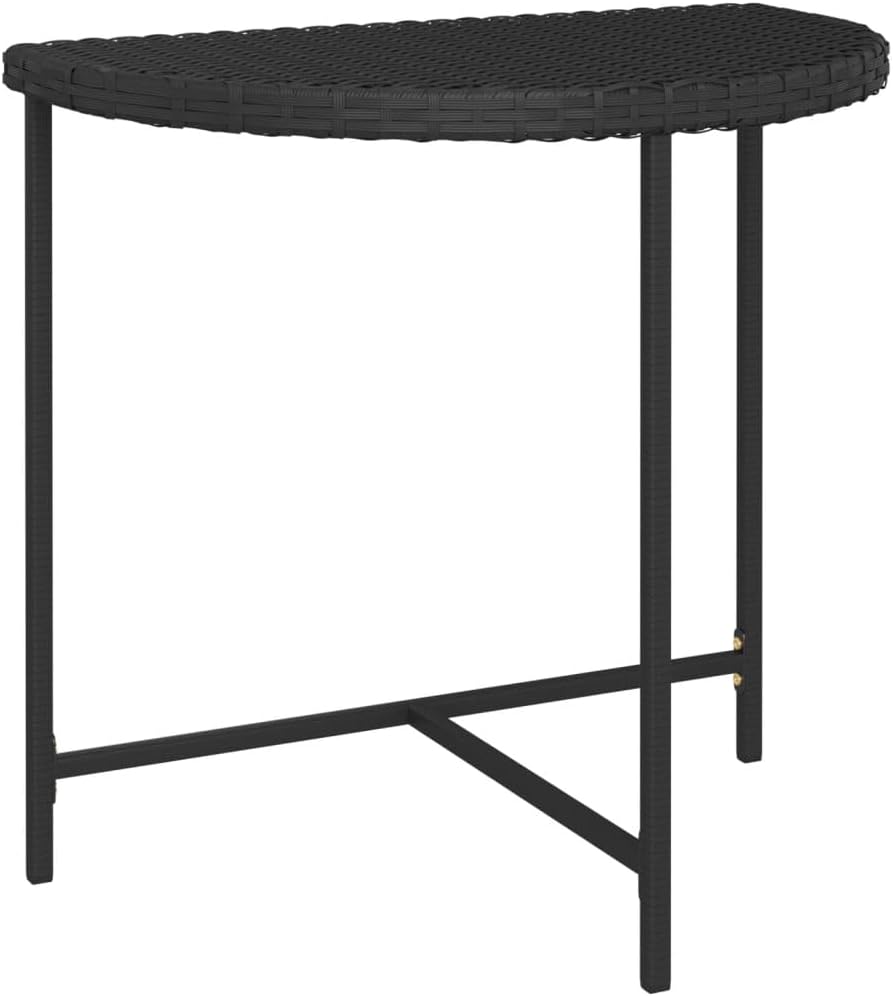 vidaXL Outdoor Side Table, Patio End Table, Balcony Table for Porch Deck Lawn Backyard Balcony Terrace, Modern Style, Black Poly Rattan