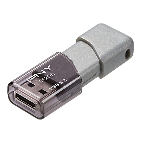 PNY 512GB Turbo Attache 3 USB 3.2 Flash Drive 100MB/s, Silver (Pack of 1) by PNY - Used condition - US$62.64