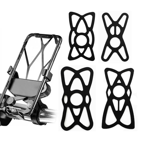 REWOLFNUS 4 PCS Motorcycle Web Grip Silicone Cell Phone Holder Band Security Rubber Band Mount Tether Elastic for Smart Phone Cradle Bracket on Bicycle Motorcycle