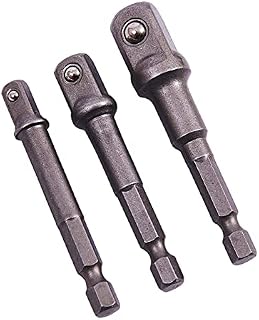 Amtech I5700 Socket Driver Set, Hex Extension Adapter, 3 Piece 1/4", 3/8" and 1/2", for Impact Driver