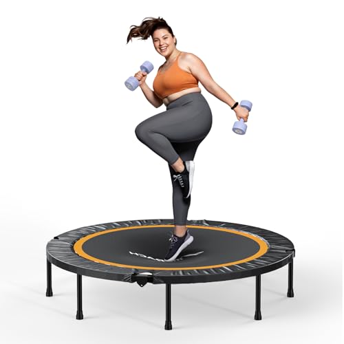 MERACH Mini Trampoline Fitness Adults - 40''/44'' Foldable Trampolines MAX Load 330lb, Indoor Trampoline for Exercise Training Quiet