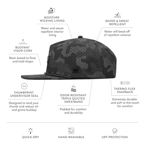 Image of melin Coronado Brick Hydro, Performance Snapback Hat, Water-Resistant Baseball Cap for Men & Women