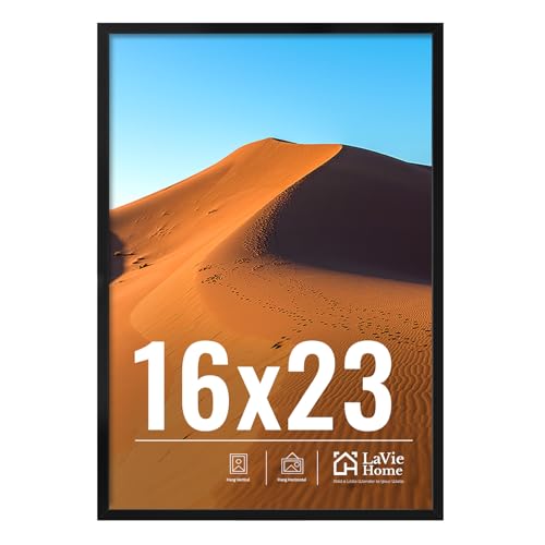 Image of LaVie Home 16x23 Picture Frame for Wall Display, 16x23 Black Picture Frame with HD Plexiglas, 16 x 23 Photo Frame 1 Pack, Display Frame for Vertical or Horizontal, Classic Collection