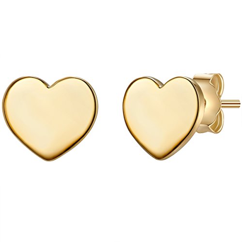 Glanzstücke München Damen-Ohrstecker Herz Sterling Silber gelbvergoldet - Ohrringe Herz-Form rose-gold Ohr-Schmuck Frauen Teenager Mädchen Cover