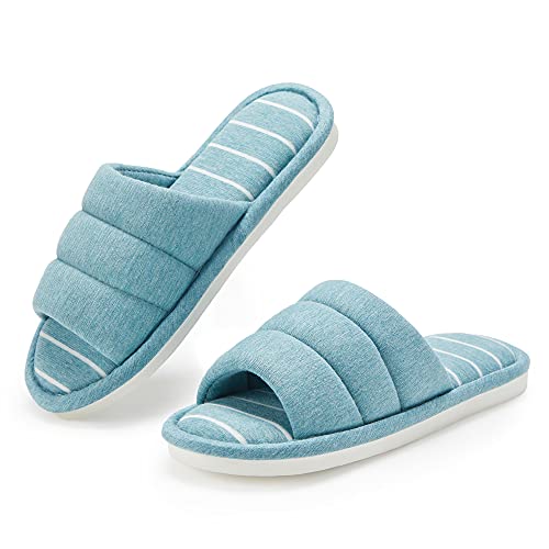 Bofshow Women's and Men's Soft Cozy House Slippers Open-Toe Bedroom Slipper with Memory Foam Slip-on Indoor Shoes Green 36/37