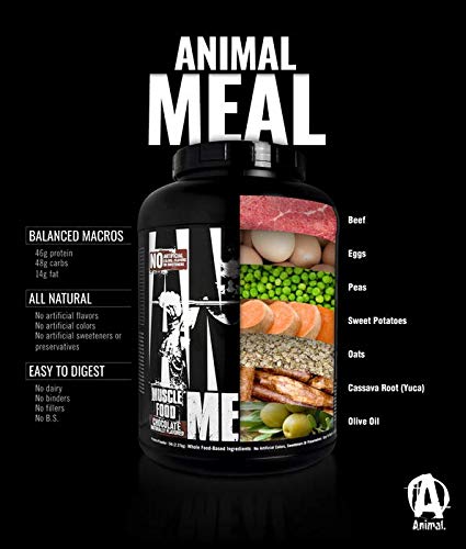 Animal Meal - All Natural High Calorie Meal Shake - Egg Whites, Beef Protein, Pea Protein, Vanilla #TOP7