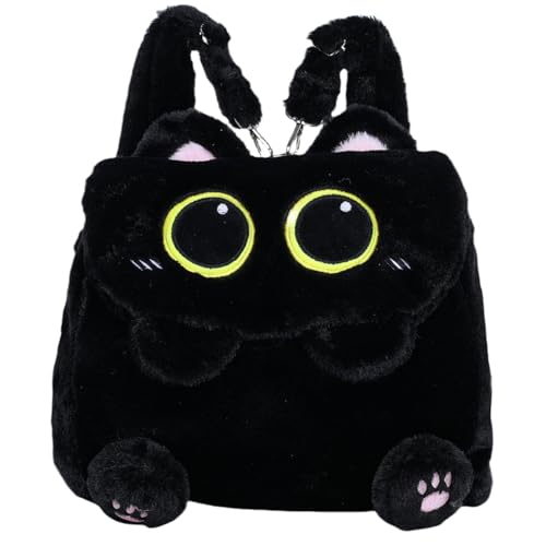Ueeksry Cute Plush Black Cat Backpack, Plush Cat Bag,...