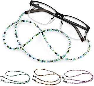 KOOKZ 3pcs Beaded Glasses Chain,Anti-slip Glasses Chains and Cords for Women,Spectacles Cord Eyeglass Strap Holder Sunglasses Necklace Eyewear String Women's Glasses Chains & Lanyards for Neck