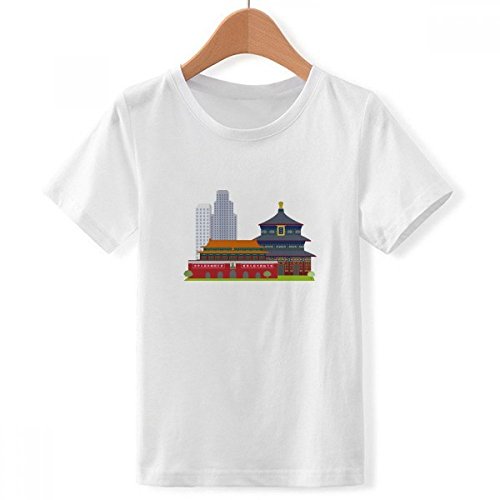T-shirt Tian'AnTemple avec imprimé touristique multicolore col rond garçon