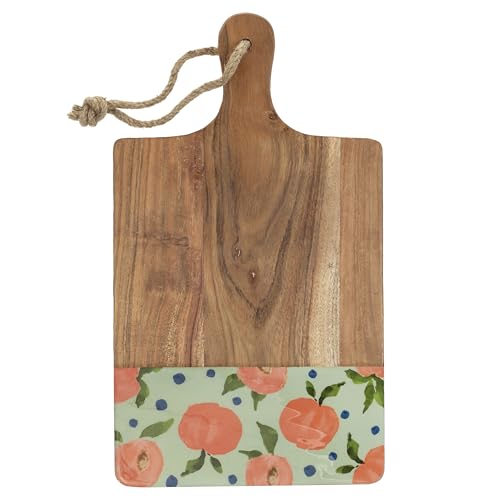 Boston International Mango Wood Charcuterie Board Serving Tray, 15.75" x 8.75", Fresh Cut Peaches