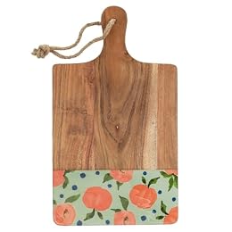 Boston International Mango Wood Charcuterie Board Serving Tray, 15.75" x 8.75", Fresh Cut Peaches