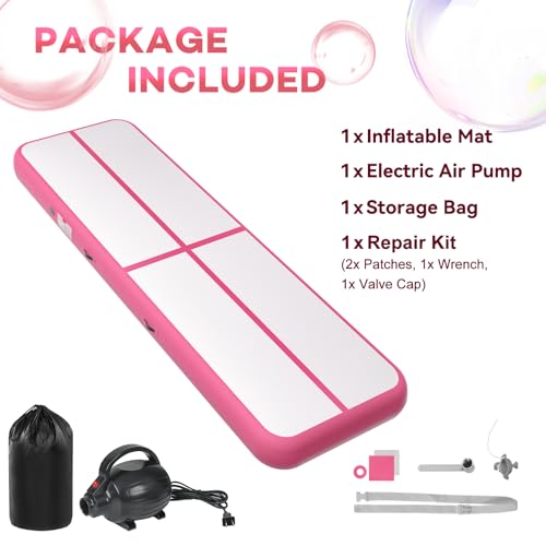 Inflatable Gymnastics Mat, Air Track Tumbling Mat 6.6ft Tumble Track, Tumbling Mat Tapis Gymnastique with Electric Air Pump for Kids Adults Home Outdoor Training 6.6ft*3.3ft*4in/Pink by KIKILIVE - Image 7