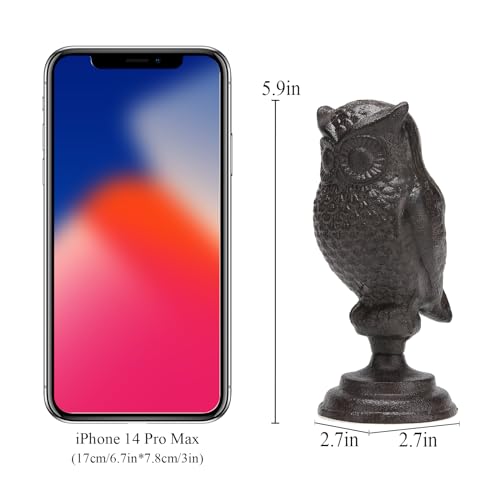 Estatua de Búho de Hierro Fundido con Base miniatura 2