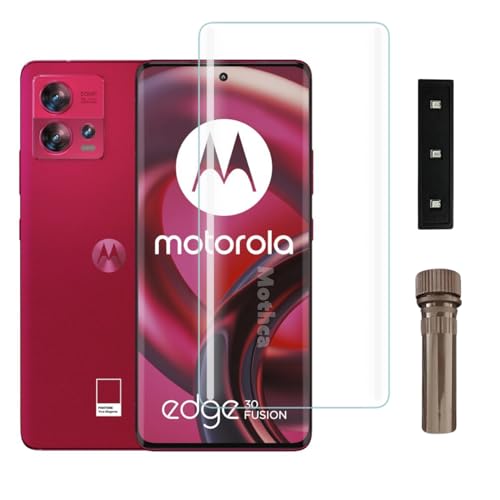 Image of Mothca Premium UV Tempered Glass Screen Protector For Moto Edge 30 Fusion (Pack of 1) Full Adhesive UV Curved Screen Guard, Case Friendly with Installation Kit