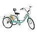 Produktbild WEIGR 24 Zoll Dreirad für Erwachsene, 7 Gang Dreirad Fahrrad mit Einkaufskorb und Rückenlehne Outdoor-Dreirad für Erwachsene, 3-Rad Erwachsene Dreirad, Senioren Dreirad Faltbares (Türkis)