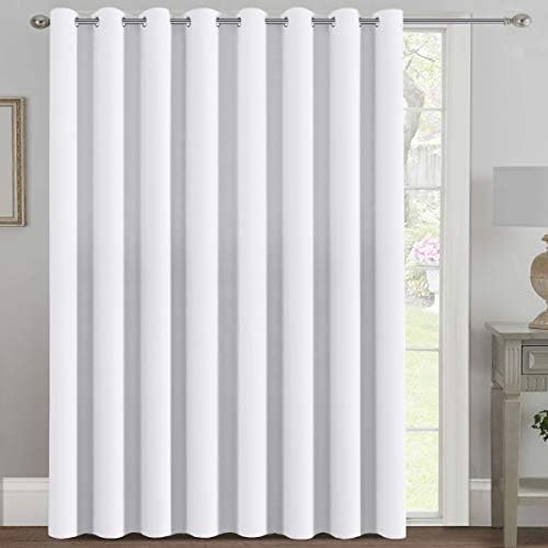 H.VERSAILTEX Patio White Curtains 100x84 Inches for Sliding Door Extral Wide Blackout Curtain Panels Thermal Insulated Room Divider - Grommet Top, 7