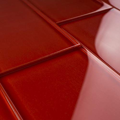 3X6 Glass Subway Tile - Bathroom Tile & Kitchen Backsplash Tile (5 Sq Ft (Box Of 40 Pieces), Ruby Red) #TOP3