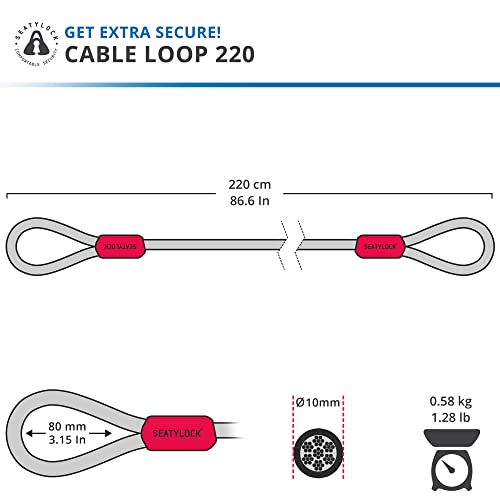 Seatylock Bike Cable Lock - Anti Theft Triple Braided Steel Cable With Loops For Bike Security - Universal Fit Flexible Large Locking Cables For U Lock D Lock Chain Lock Or Folding Lock - 220 Cm #TOP2