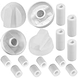 Seentech 4-Pack Universal White Control Knobs with 12 Adapters- Compatible with Oven/Stove/Range Universal Knobs Wide Application