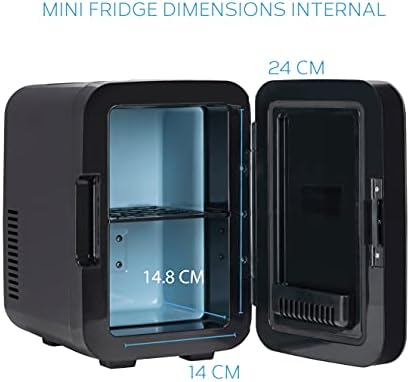 MONCOOK Mini Fridge For Bedrooms - Small, Portable & Quiet - Glass Door Mini Fridge For Skincare, Food & Drinks - Cooling & Warming Function - Perfect For Home, Office, Car Or Travel - 6L Black