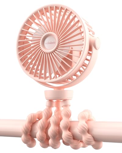 Portable Pram Fan, 5200 mAh Rechargeable Personal Fan, with 360° Rotate Flexible Tripod and TYPE-C Port 3 Speed Small Mini USB Clip-on Fans Can Handheld and Desk for Stroller Car Seat Crib Outdoor