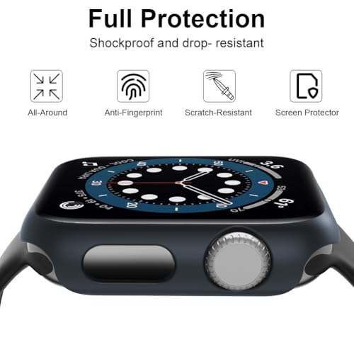 OFFCUP Case with Screen Protector Compatible, 2pcs Hard Case Designed for Apple Watch Series 2/3 38mm with 9H Tempered Glass Screen Protector Built-in Tempered Glass Film High Sensitivity (Blue)