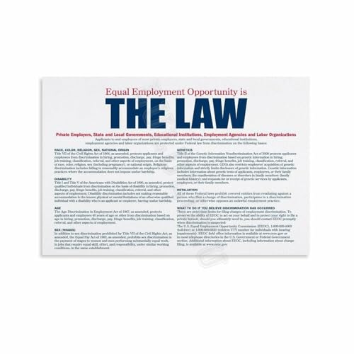 Workplace Equality Poster Diversity and Inclusion Motivational Wall Art Print for Office Home Office Conference Room(Framed,12x1