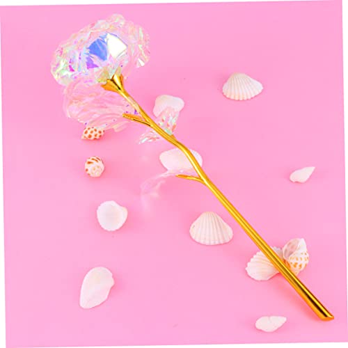 LABRIMP 2 Pçs Rosa Presente Decoração De Vidro Rosas Artificiais Folha Rosa Flor 24K Rosa Rosa Artif