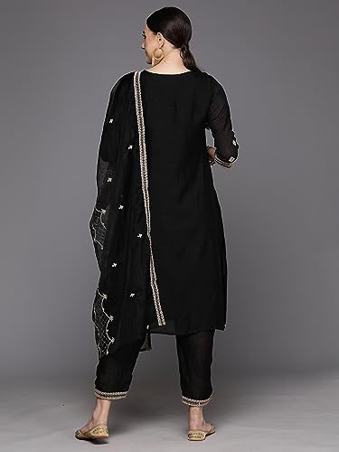 Image of INDO ERA Women Embroidered Kurta Trouser With Dupatta Set