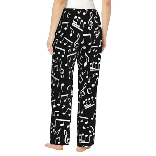 Music Note Printed Womens Lounge Comfy Pajama Pants Casual Bottoms With Pockets Elastic Waistband3