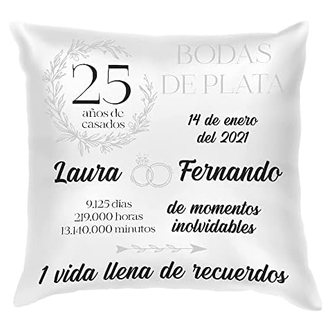 PROMO SHOP Cojin Personalizado Bodas Plata Cover