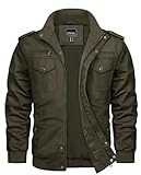TACVASEN Herren Cargo Jacke Leicht Winterjacke Frühling Baumwolle Blouson Pilotenjacke Casual Armeejacke Military Feldjacke, (XXL, Armeegrün)