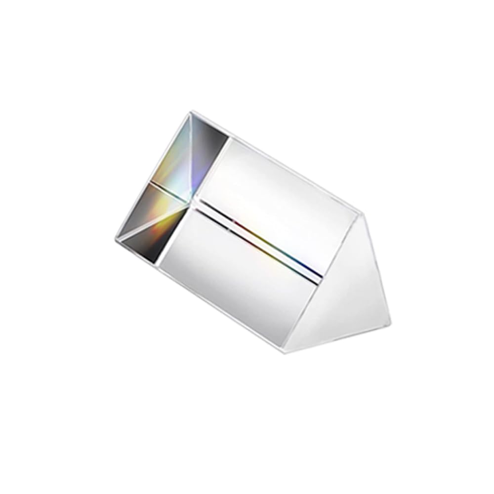 SagaSave 1Pcs K9 Crystal Optical Glass Triangular Prism Clear Triple Prism for Photography Effects Physics Teaching Light Spectrum Optics Kit, 50mm
