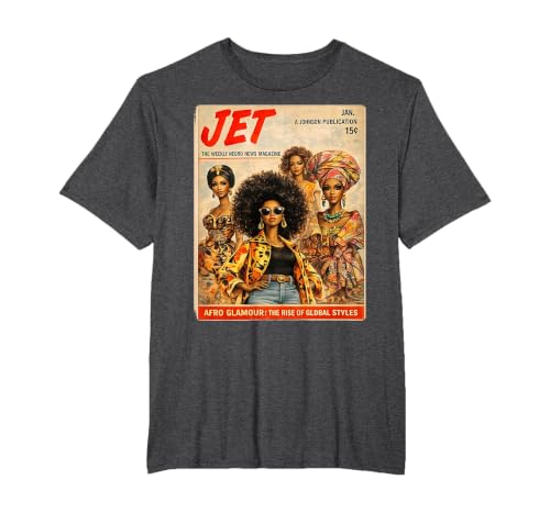 Afro Glamour – Vintage Black Women Cover Art T-Shirt, Men's Big and Tall, Dark Heather Grey, 4X Tall