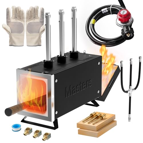 MMasters 3 Burner Propane Forge Kit – Extended Square Gas Forge with Base for Knife Forging, Blacksmithing & Farrier Work