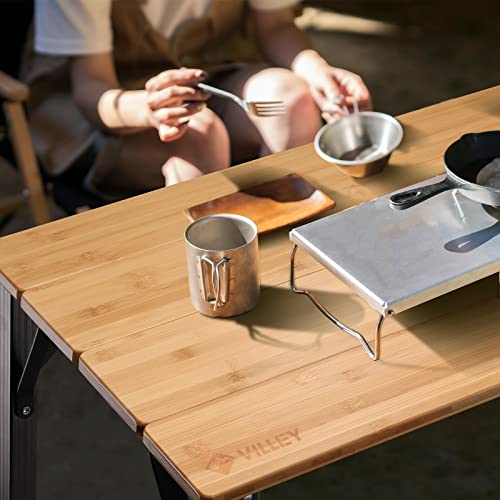 Villey Bamboo Folding Table, Portable Camping Table With Aluminum Adjustable Legs And Carry Bag, Heavy Duty 176 Lbs Table For Travel Rv Picnic Cooking Beach Outdoor And Indoor #TOP6