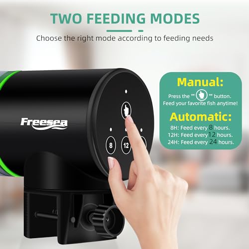 Image of FREESEA Aquarium Automatic Fish Feeder: Rechargeable Auto Fish Food Dispenser - Fish Tank Vacation Timer Feeder for Betta | Koi | Goldfish | Turtle
