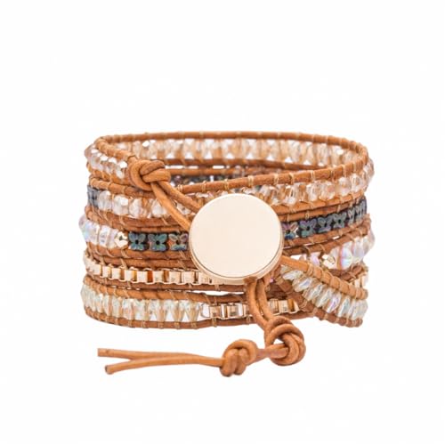 Image of YGLINE Natural Stone Beaded Healing Wax String 5 Wraps Bracelets