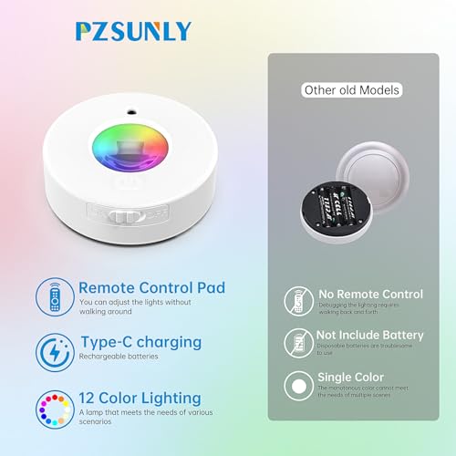 Image of 6 Pack Under Cabinet Lighting,Puck Lights with Remote,1200mAh Battery Operated Wireless Cloest Light,Under Counter Lights for Kitchen,Shelf,Hallway
