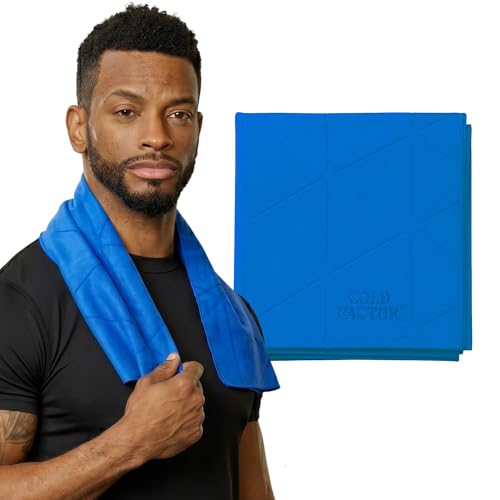 COLD FACTOR Cooling Towels for Sports, Cooling Neck Wraps – Cold Towel for Running, Workout & Outdoor Use, with UPF 50+-Soft, Chill Pad, Reusable Cooling Neck Towel, 13'x29.5' - 1 Pack (Blue)